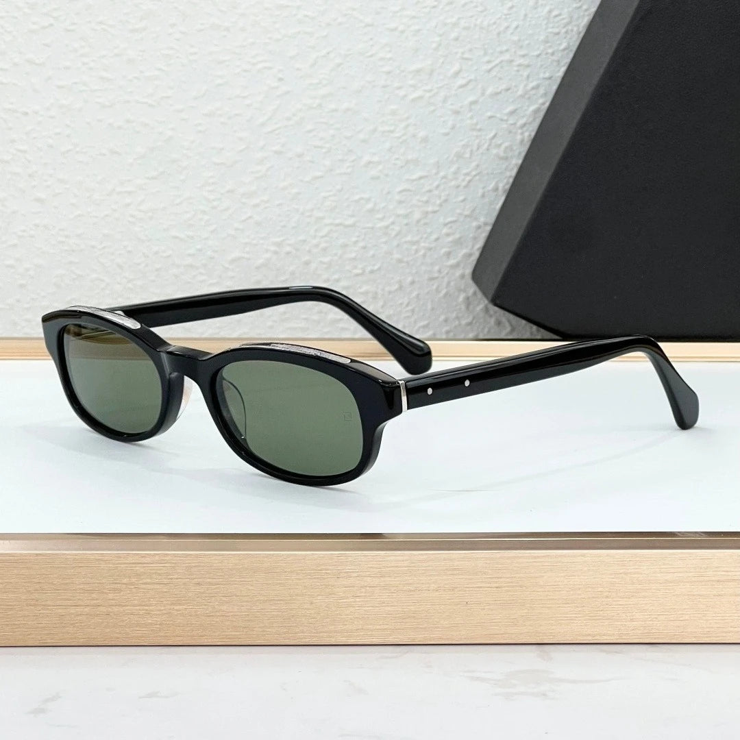 LOWRIDER Oval Sunglasses Thick Acetate Frame UV400 American Vintage Style Fashion Eyewear for Men Women with Case