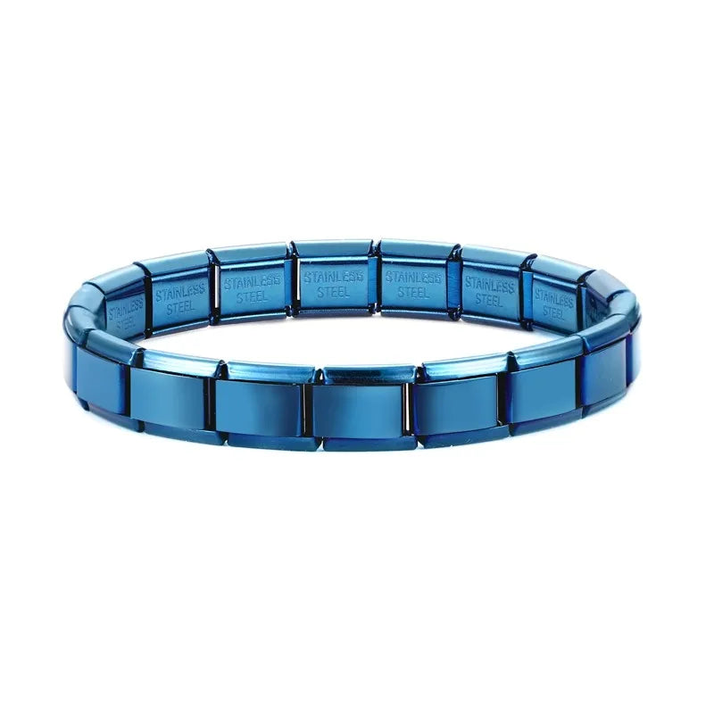 Fashion Stainless Steel Italian Elastic Charm Bracelet 9mm Width Bracelet Bangle Simple Design Girls Men Women DIY Jewelry Gifts