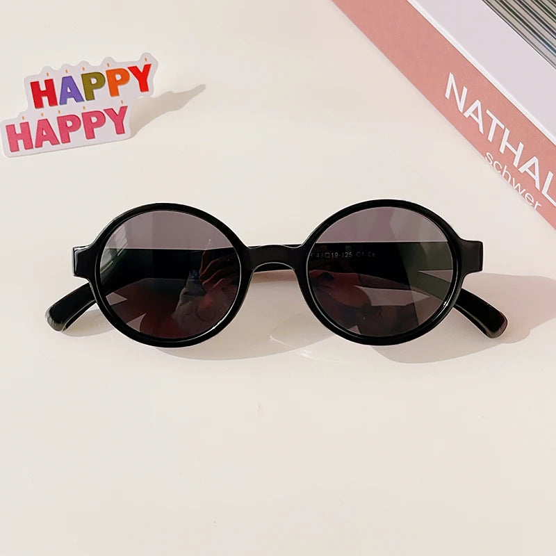 New Children Cute Checker Panel Color Round UV400 Sunglasses Baby Girls Outdoor Sun Protection Sunglasses Kid Sun Glasses