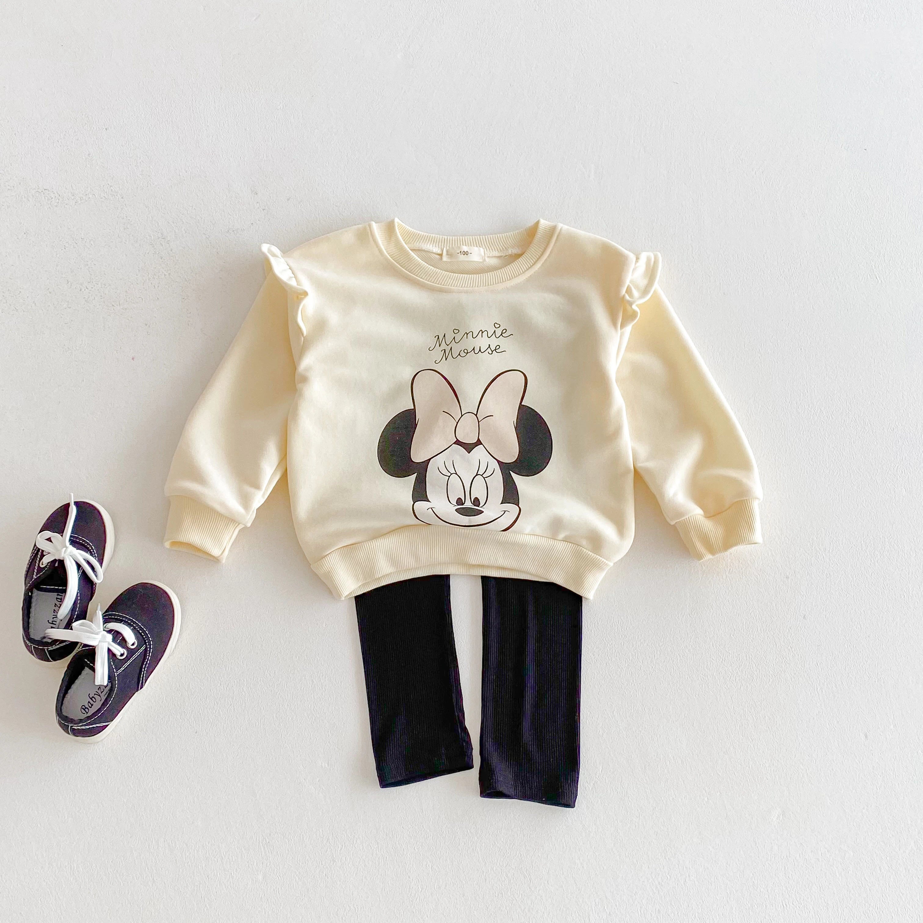 Autumn Winter Girl Sweatshirt Hoodies Clothing Set Mickey Mouse Top + Pants Kids Girl Children Girl Child Bottom Top Suit
