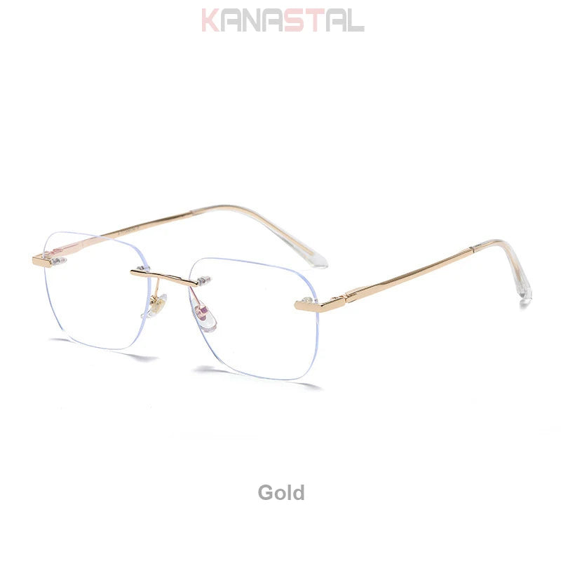 Men Pure Titanium Rimless Eyeglasses Frame Women Blue Light Blocking Lens Frameless Glasses Prescription Myopia Reading Eyewear