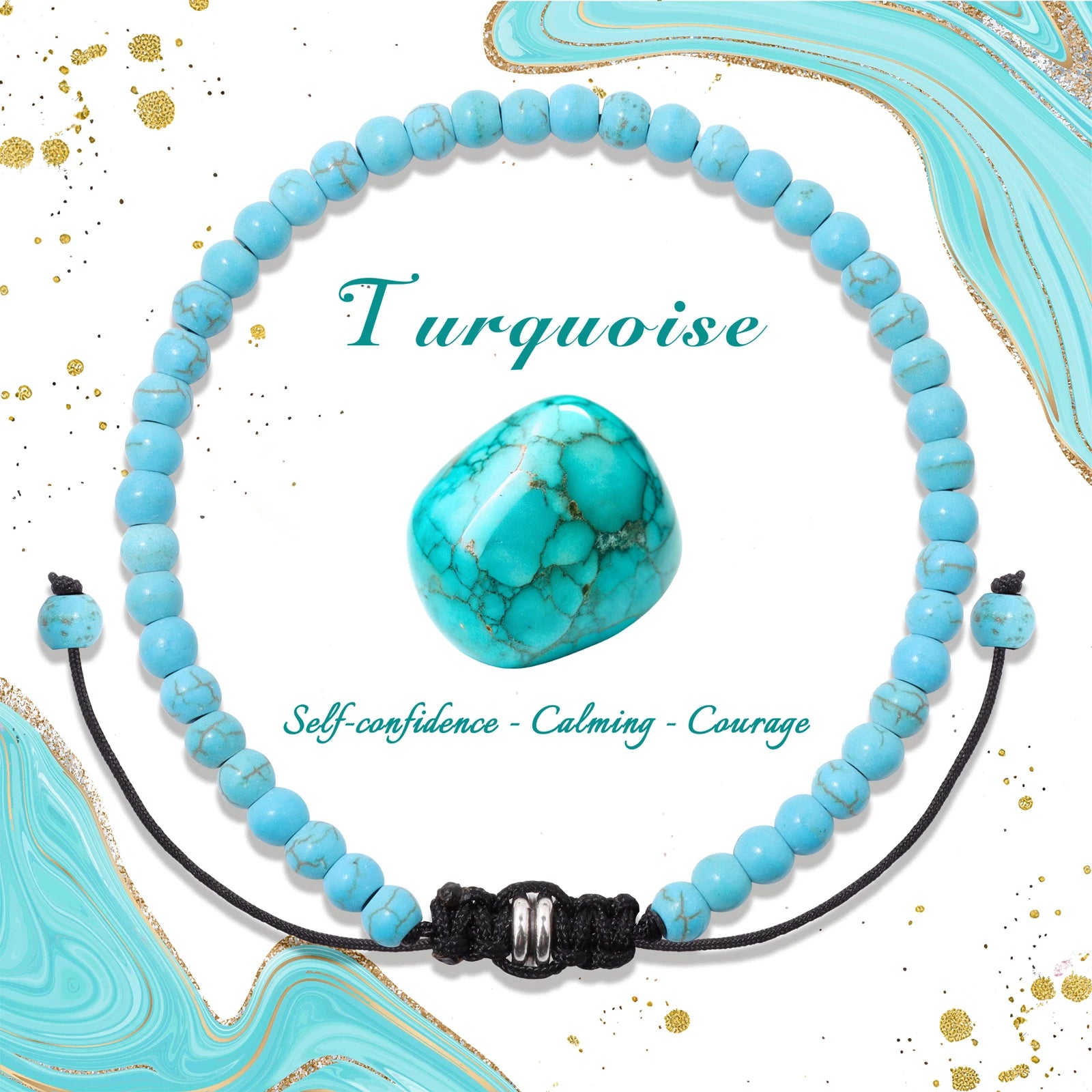 4/6/8mm Natural Black Tourmaline Stone Beads Bracelet Healing Energy Bracelets Adjustable Rope Braided Bracelet with Card Gifts
