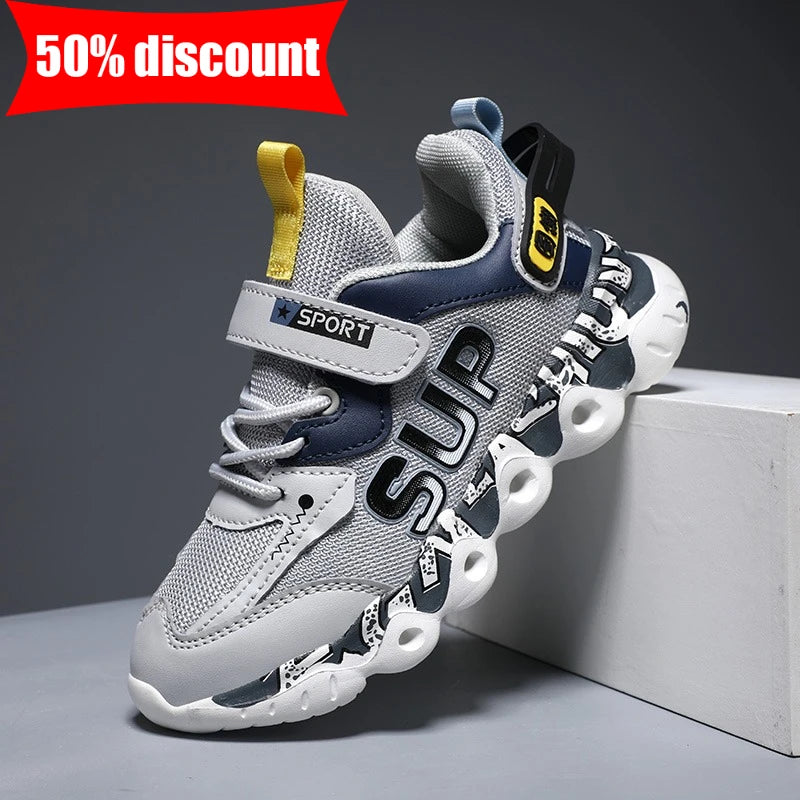 Childrens Sports Shoes Breathable Mesh Rebound Summer Campus Exercise Jogging Shoes New Boys Daily Lightweight Walking Shoes