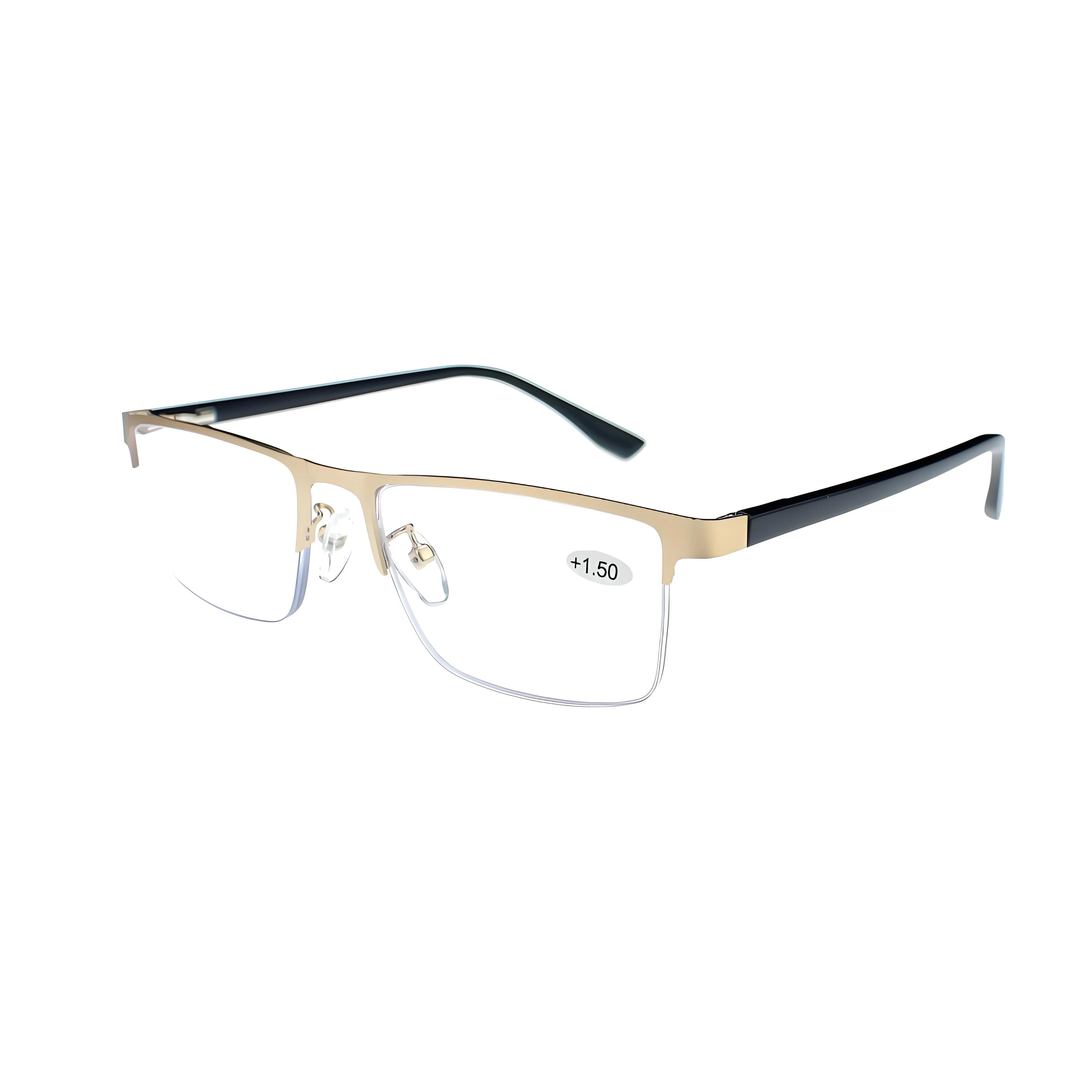 DBYLXMN Semi-Rimless Reading Glasses for office work Metal Frame Anti Blue Light Presbyopia Eyeglasses Business Readers