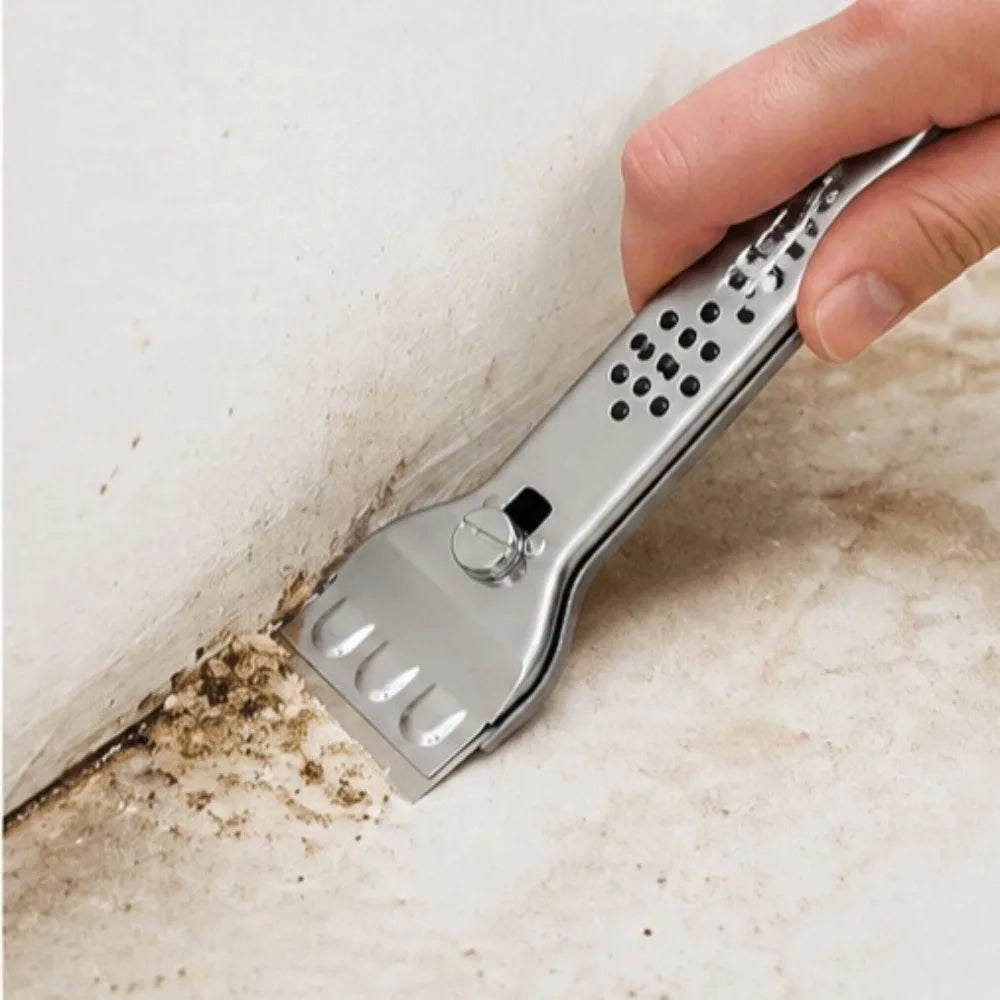 Stainless Steel Window Glass Scraper Tool with Replaceable Blades for Ceramic Hob Wall Floor Cleaning Kitchen Household Use