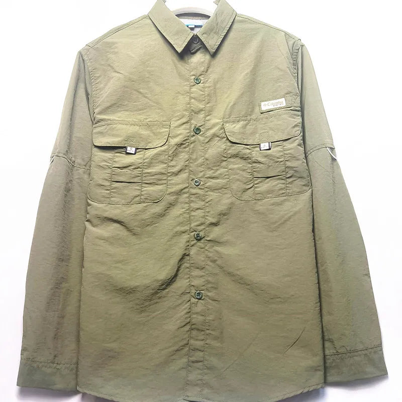 Middle aged and young men business casual Summer sun protection Shirt men Men's collar workwear shirt, workwear, pocket casual