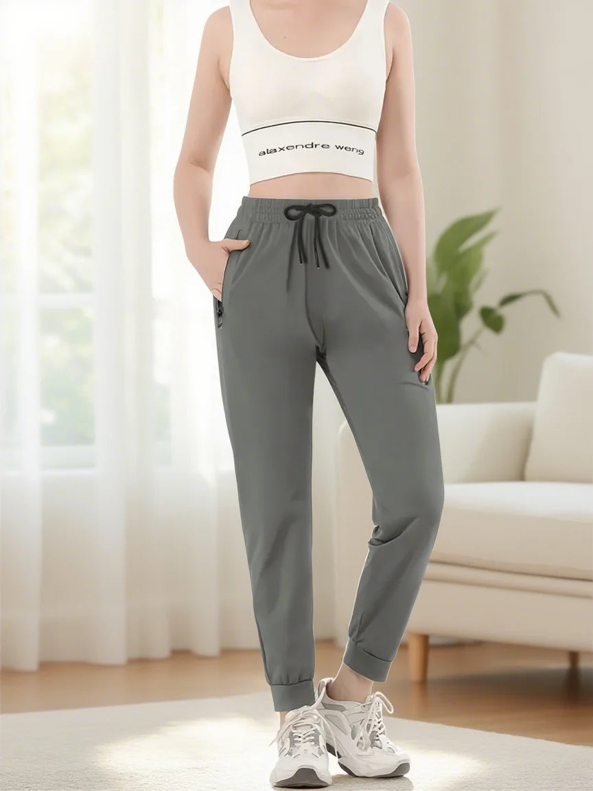 Women's Ice Silky Jogger Pants Breathable Lightweight with Drawstring Waist & Side Pockets for Outdoor Activities Casual Pants