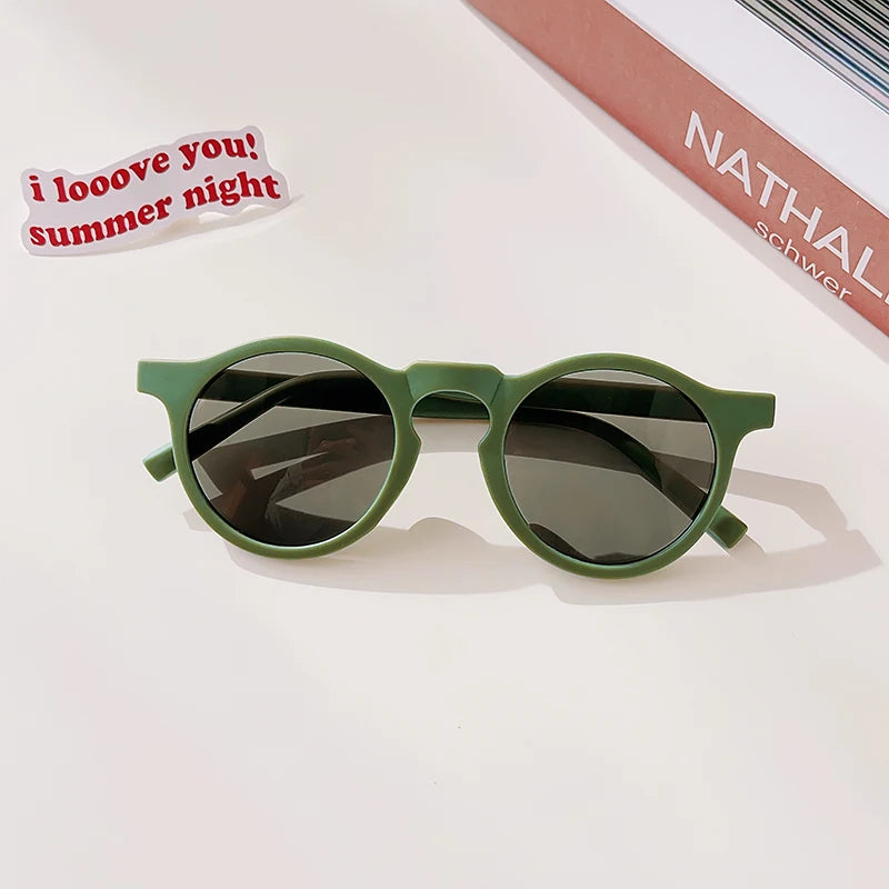 New Children Cute Checker Panel Color Round UV400 Sunglasses Baby Girls Outdoor Sun Protection Sunglasses Kid Sun Glasses