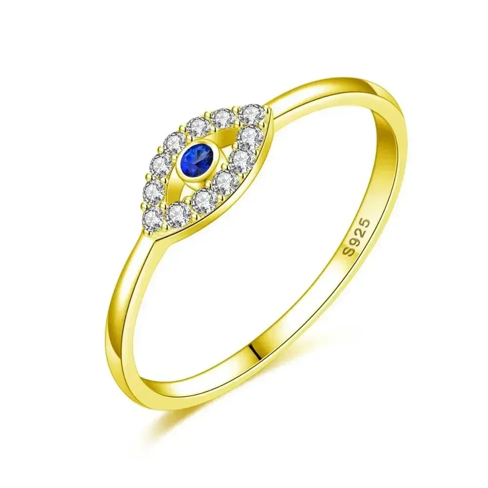 Kaletine 925 Sterling Silver Evil Eye Rings For Women Good Luck Blue Stone CZ Luxury Brand Ring Turkey Wedding Jewelry KLTR156