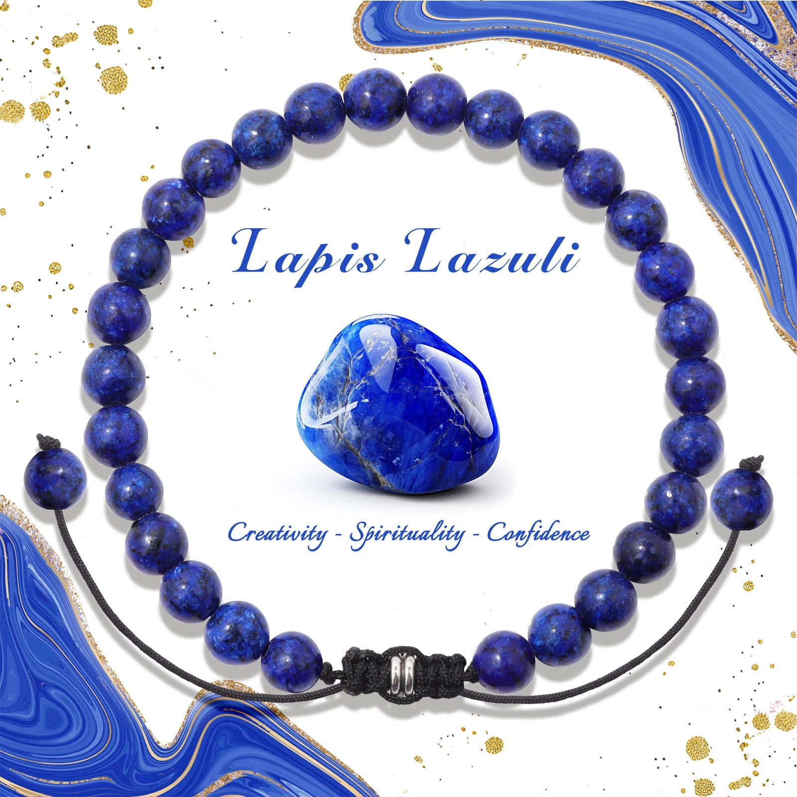 4/6/8mm Natural Black Tourmaline Stone Beads Bracelet Healing Energy Bracelets Adjustable Rope Braided Bracelet with Card Gifts