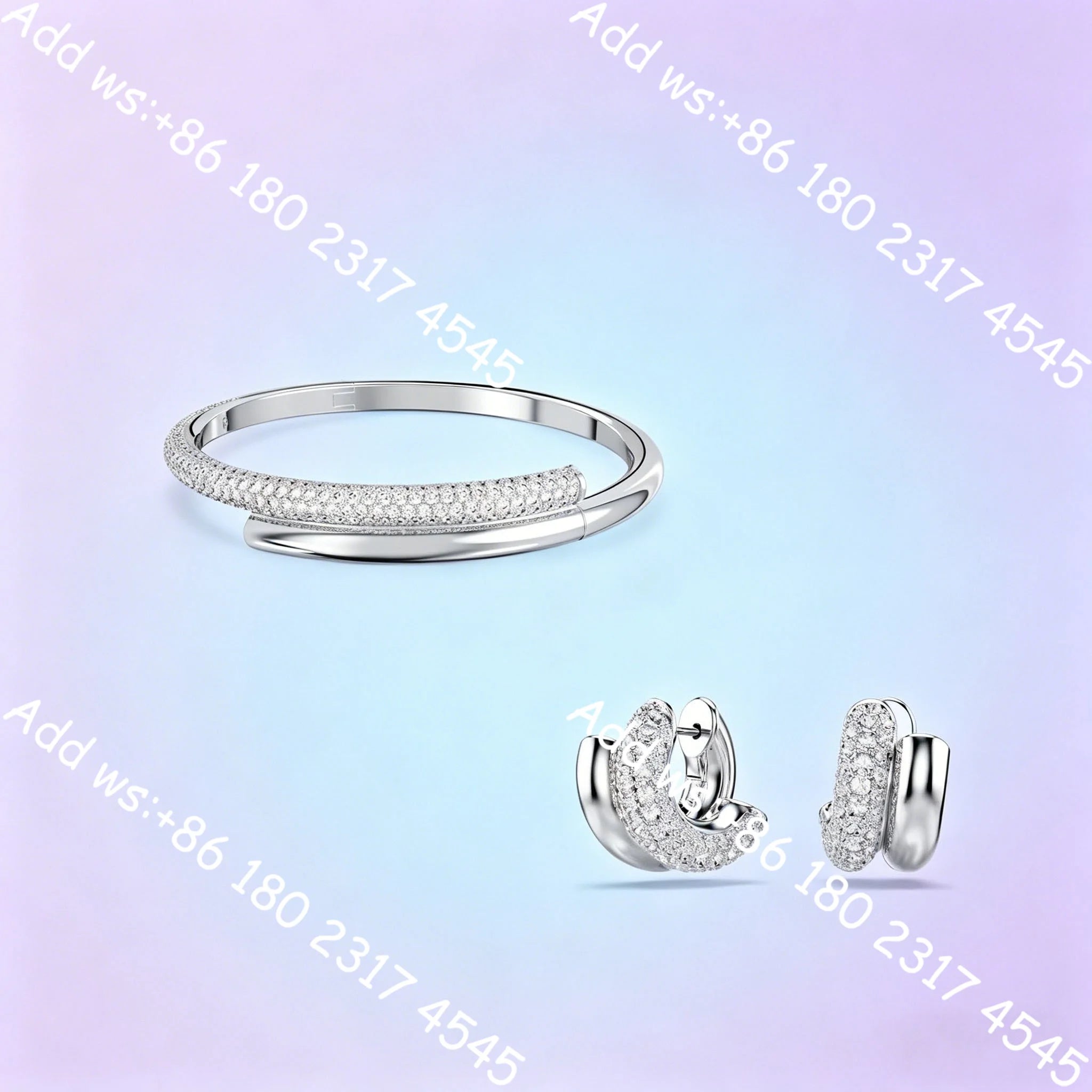 Light luxury Double Circle Zircon Jewelry Set, Necklace Earrings Bracelet Ring Set,Elegant Minimalist