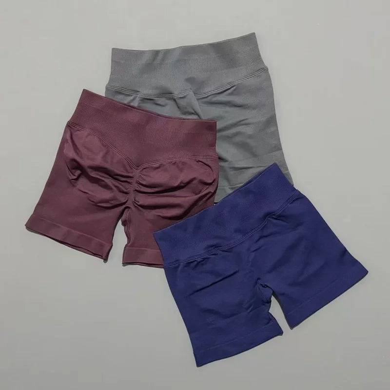 Women Gym Shorts High Waisted Yoga Shorts Fashionable and Sexy Running Fitness Pants Solid Color Yoga Leggings Training Shorts