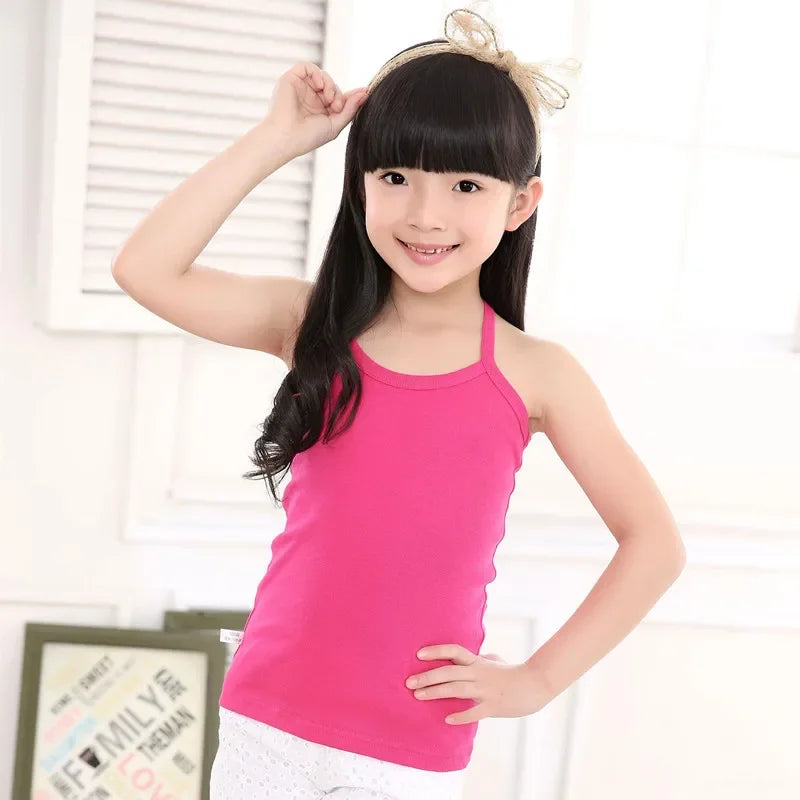 Kids Girls Summer Casual Vest Outfit Children Baby Boy Girl Sleeveless Tops Cotton Solid Color T-shirt Tees Toddler Top  Outfits