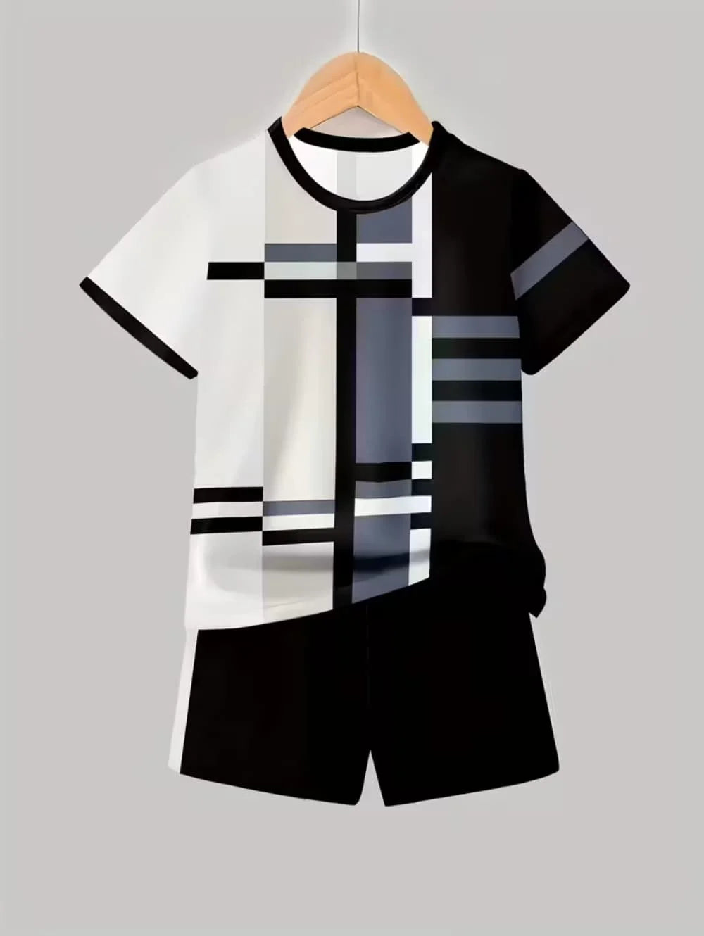 Boys Clothes Casual Colorblock Short Sleeve T-Shirt Shorts Set 2PCS Comfort Outdoor Quick Drying Sport Shirt Casual Children Top