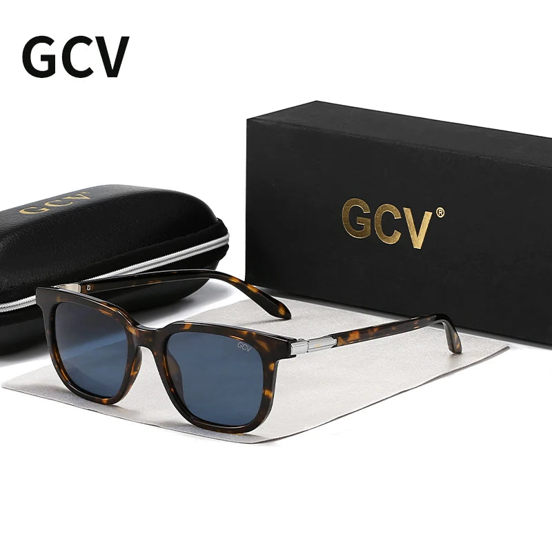 GCV Brand Original Fashion Acetate Polarized Sunglasses Cat Eye Square Frame Fishing Glasses Driving Outdoor Hiking UV400