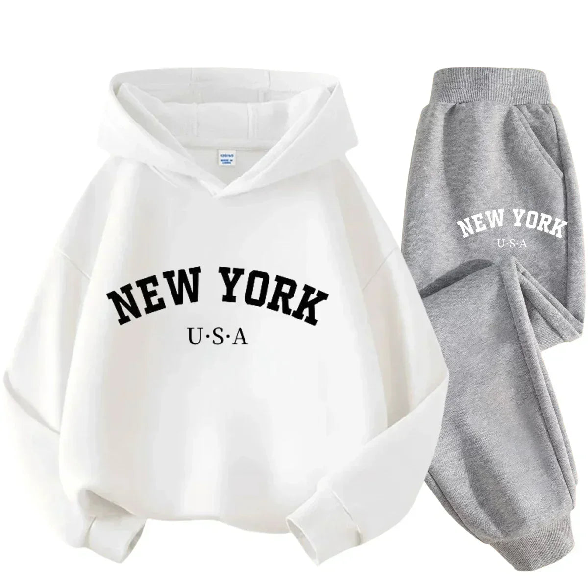 Kids Fashion Simple USA New York Alphabet Print Casual Suit Boys Outdoor Sports Suit Girls Fall and Winter Comfortable Warm Suit