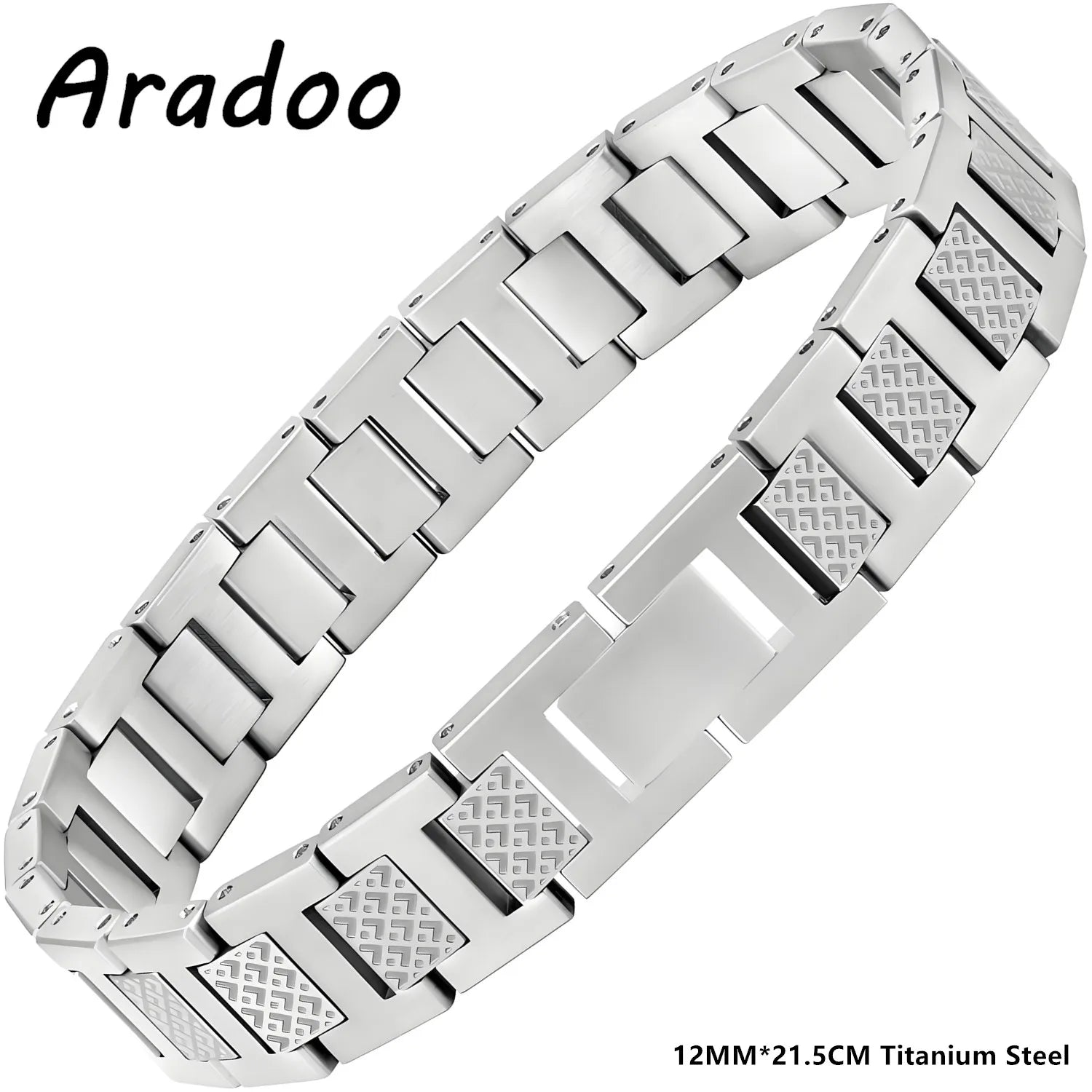 ARADOO Titanium Steel Men's Bracelet Crocodile-Pattern Link Chain Premium Business Jewelry Gift