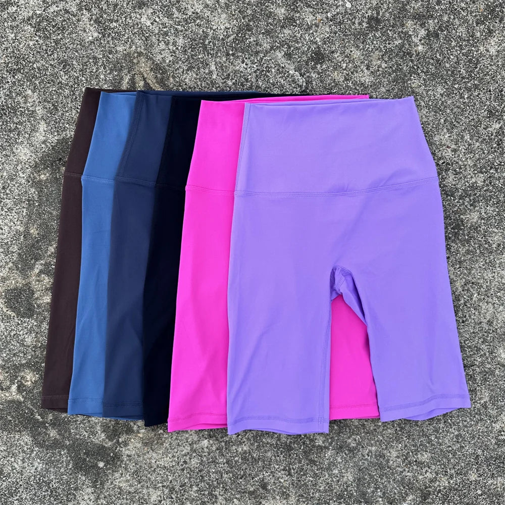 Solid Color Soft Athletic Cycling High Waist Yoga Short Leg Women Fitness Sports Short Comprehensive Training Jog Squat Proof