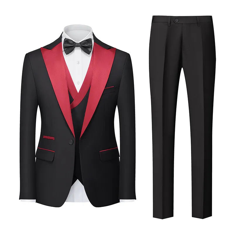Casual Slim Fit Wedding Groomsmen Business Suit Three Piece Set Cotton Blend Polyester Fiber Single Button Summer Fashion