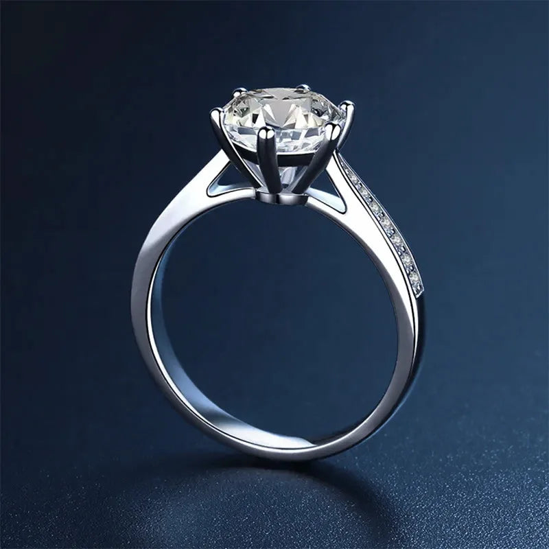 D VVS1 Moissanite 0.5-2ct 925 Sterling Silver Ring for Women Man Jewelry Shining Classic Imitation Diamond Wedding Ring Gifts
