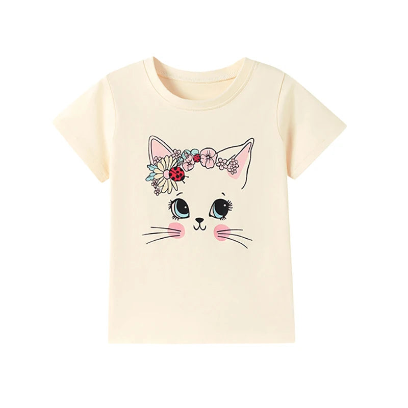 Little maven 2026 Cotton T-shirt Short Sleeves Summer Clothes with Little Bees Lovely for Baby Girls Kids 2 to 7 year