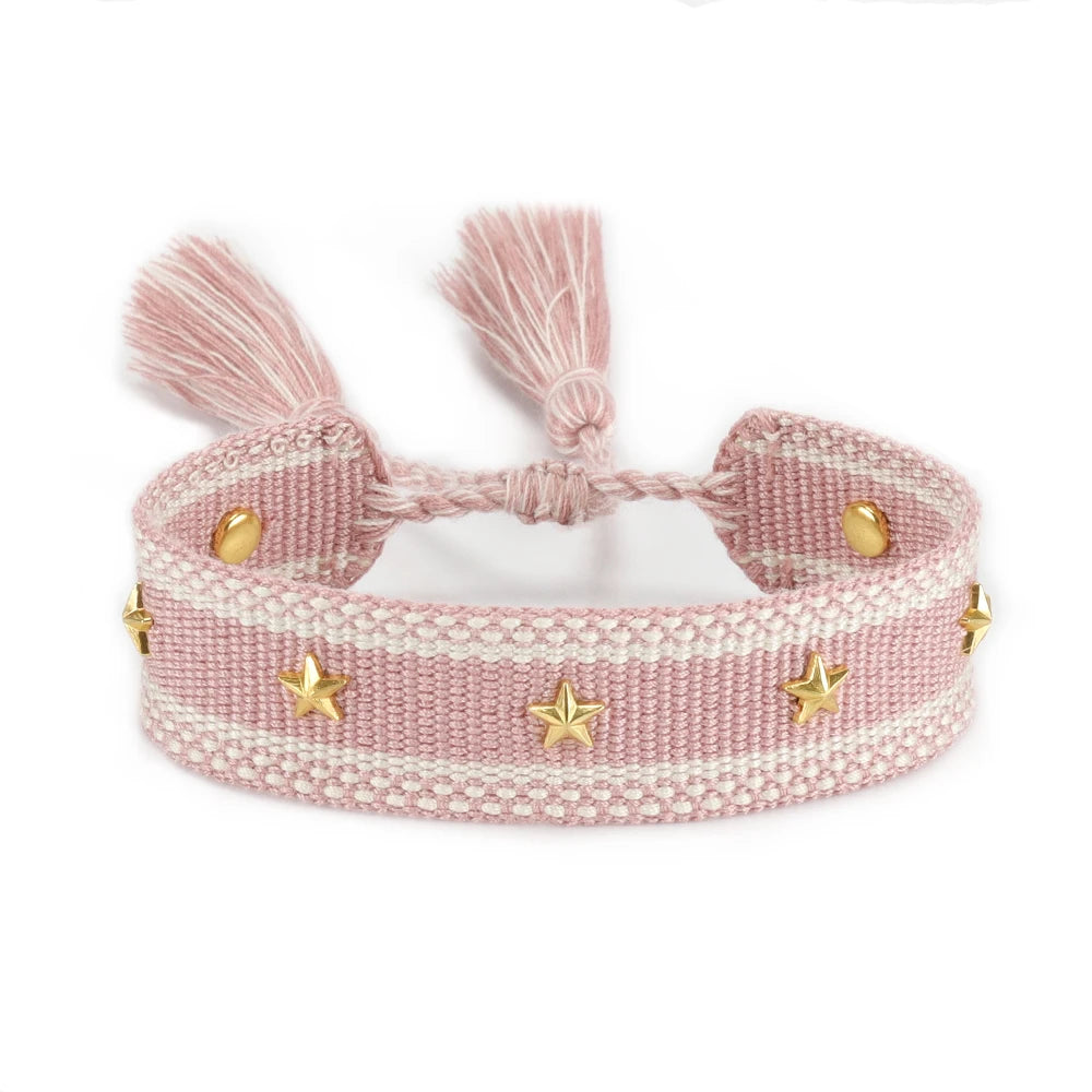 Vintage Friendship Bracelets STARS | MOON Bracelets Adjustable Woven Arm Stacked Jewelry
