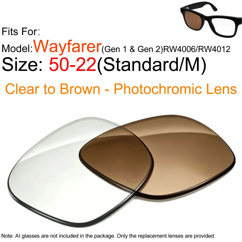 Photochromic for Ray Ban Meta Lens Replacement Transitions RW4006/4008/RW4012 Wayfarer Polarized Replacement Lenses Accessories