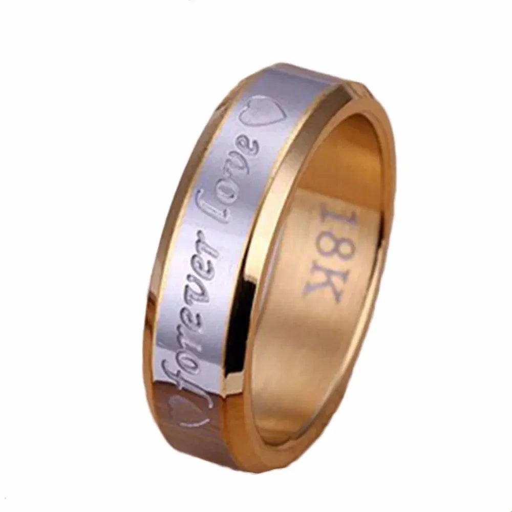 Chic Couple Ring Men/Women Forever Love Gold Silver Plated Steel Wedding Engagement Band Rings Jewelry Gift