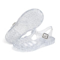 Summer Breathable Fashion Cartoon Print Cool Fine Glitter Sequins Jelly Shoes Adjustable PVC Girls Sandals