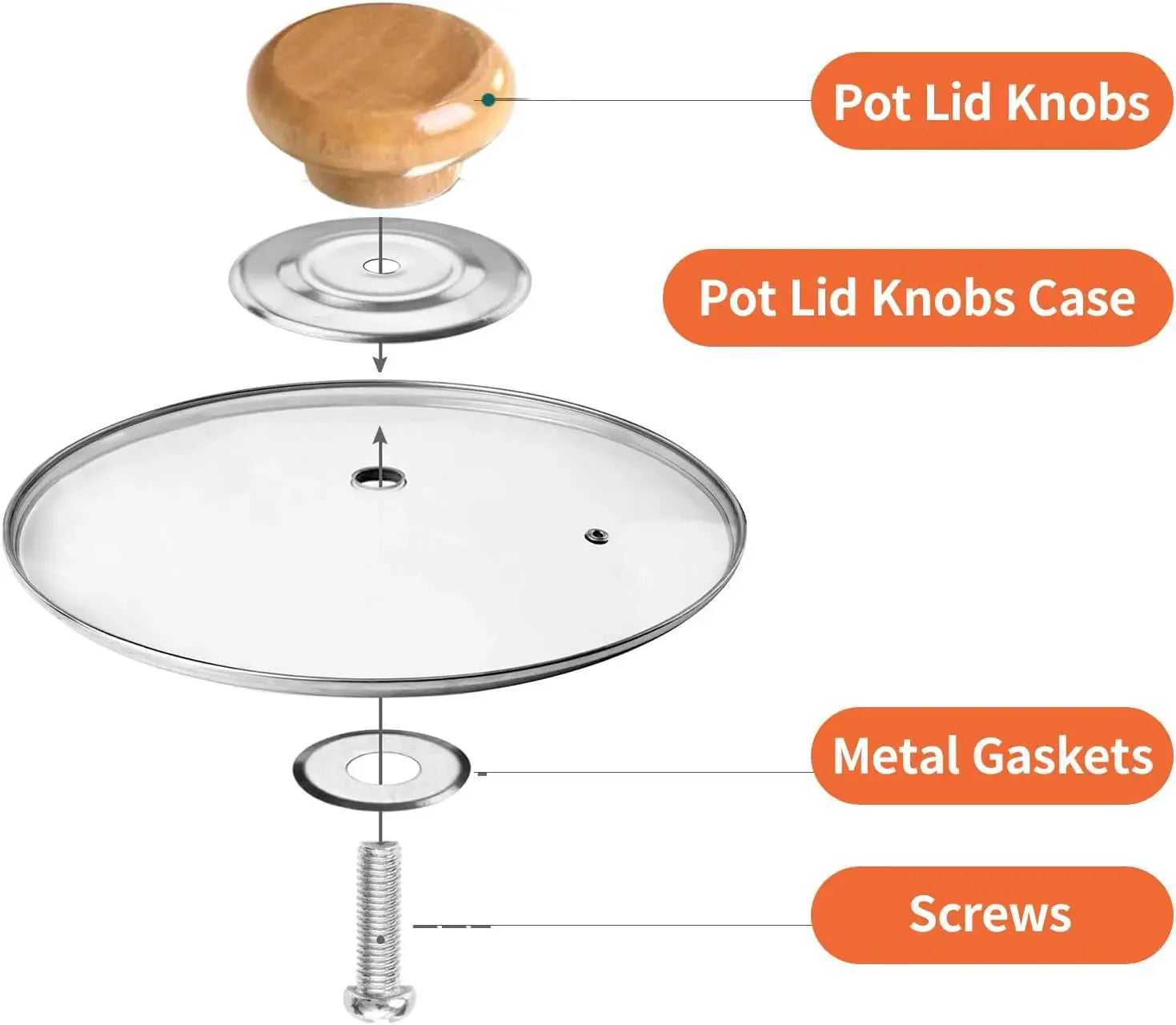 2pcs Wooden Replacement Pot Lid Knobs Pot Lid Handles Universal Heat Resistant Handle for Saucepan Frying Pan Glass Cookware