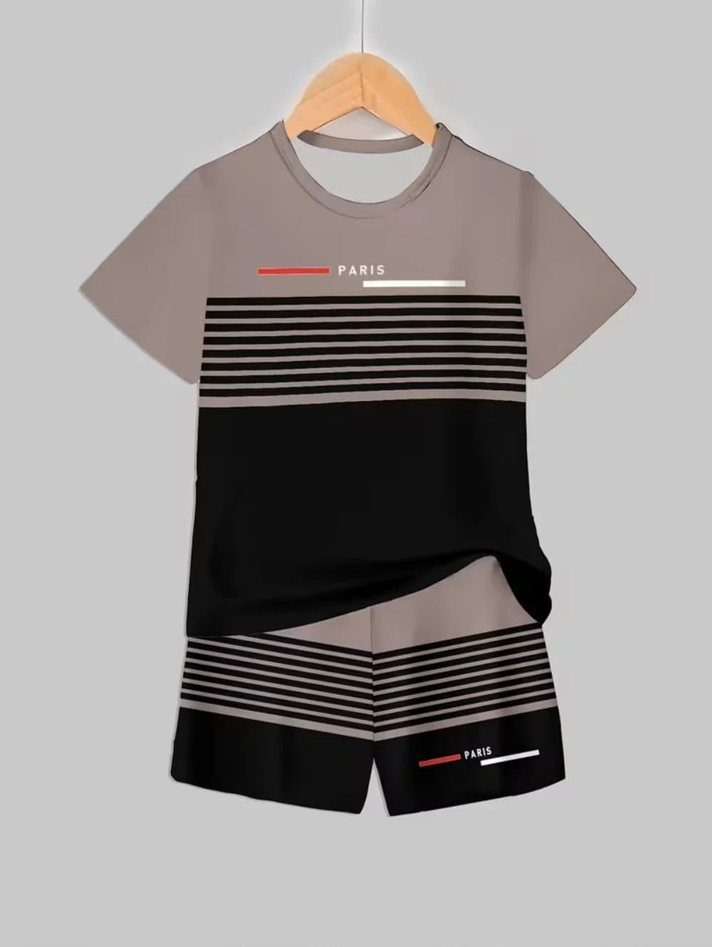 Boys Clothes Casual Colorblock Short Sleeve T-Shirt Shorts Set 2PCS Comfort Outdoor Quick Drying Sport Shirt Casual Children Top