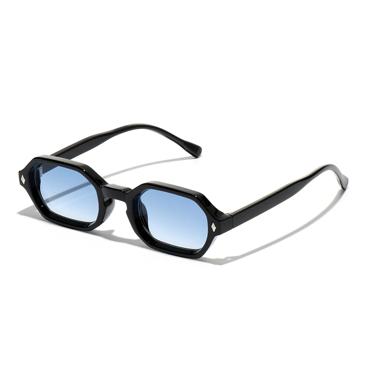 New Retro Small Polygon Rectangle Sunglasses Women Shades UV400 Fashion Blue Gradient Lens Men Retro Rivets Frame Sun Glasses