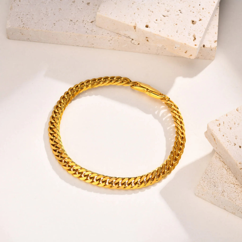 2025 New Cuban Link Chain Bracelet for Women,Gold Color Stainless Steel Chain Wristband Bracelets,Fashion Jewelry Gifts