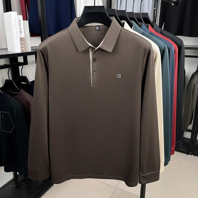 2026 Men's Business Casual Short Sleeved Shirt with Badge Solid Color Polo Shirt Fashionable Comfortable Versatile Top