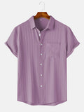 Men's  Comfortable Shirt Summer Beach Men's Shirt   Men's Short Sleeve Shirts  Solid Color Casual Short Sleeve Shirt