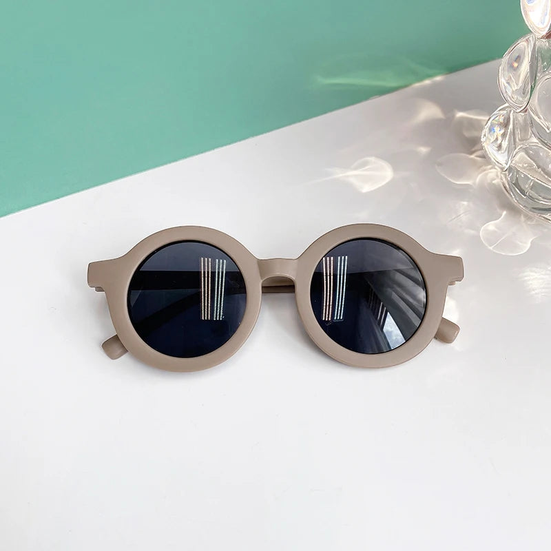 New Children Cute Checker Panel Color Round UV400 Sunglasses Baby Girls Outdoor Sun Protection Sunglasses Kid Sun Glasses
