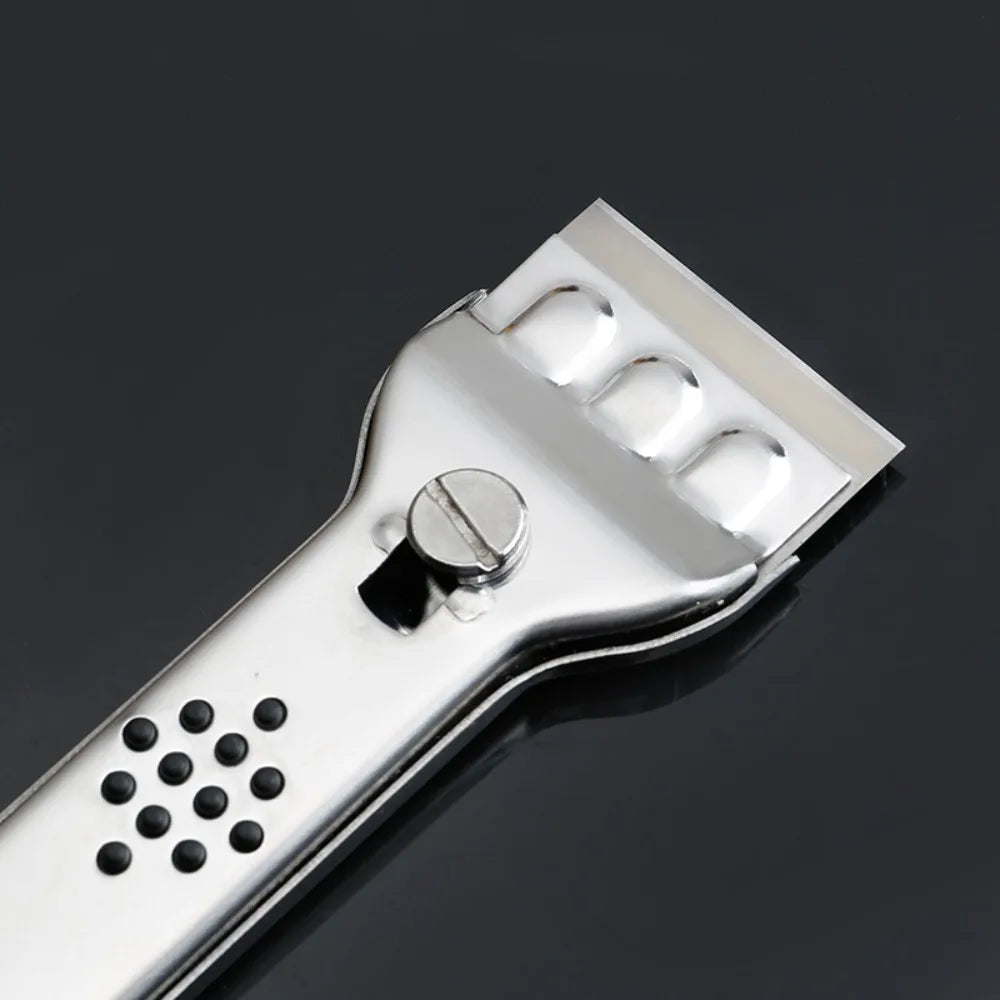 Stainless Steel Window Glass Scraper Tool with Replaceable Blades for Ceramic Hob Wall Floor Cleaning Kitchen Household Use