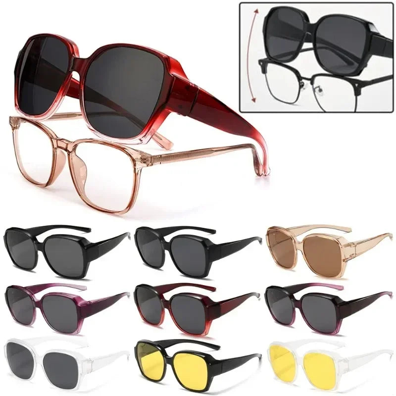 KLASSNUM Trend Driving Polarized Sunglasses For Men Women Fit Over Glasses Wrap Around Sunglasses Square Shades UV400 Goggles