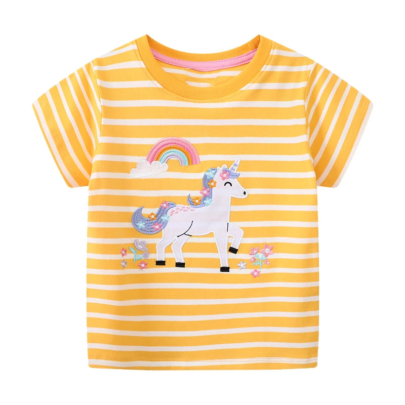 Little maven 2026 Cotton T-shirt Short Sleeves Summer Clothes with Little Bees Lovely for Baby Girls Kids 2 to 7 year