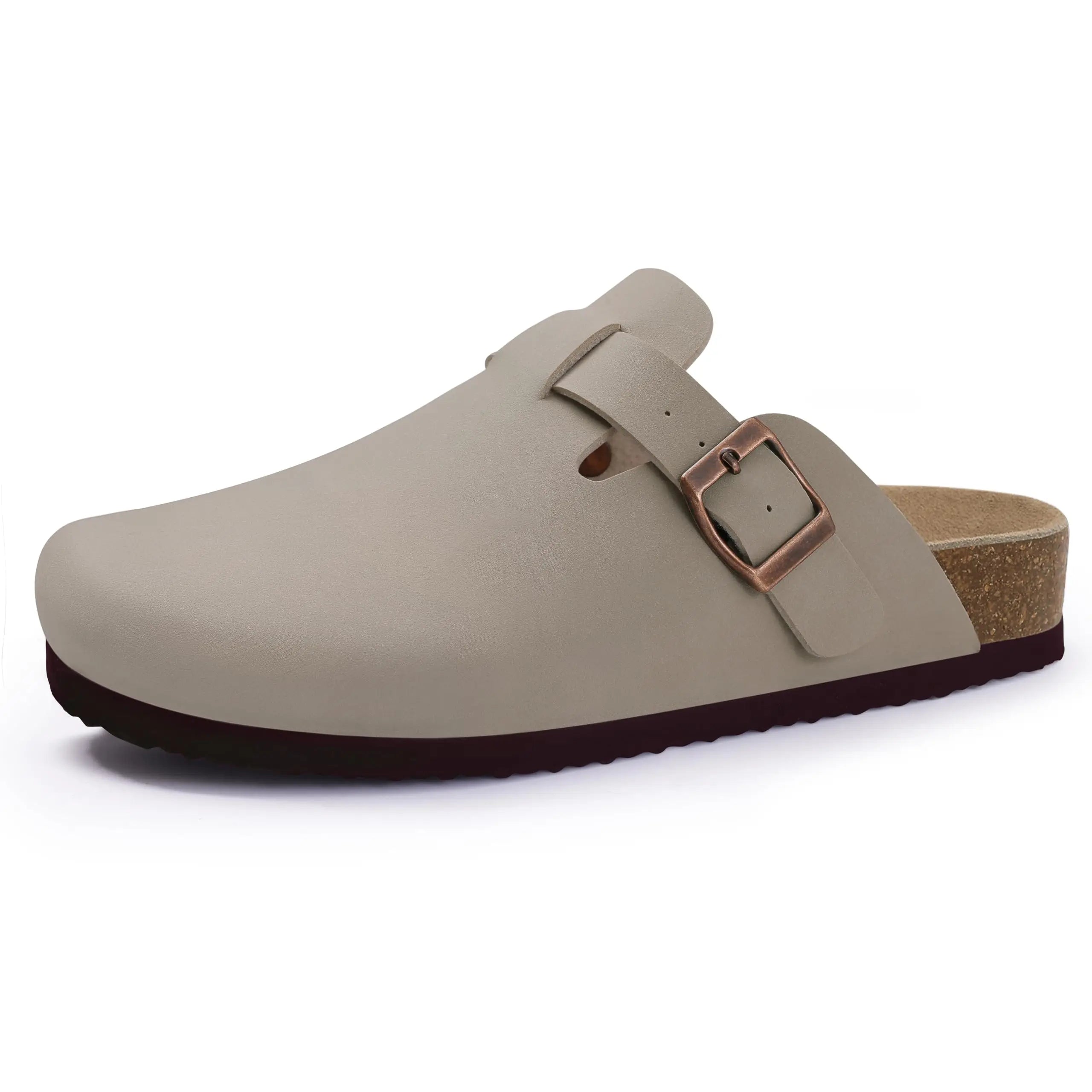 Shevalues Men's Suede Clogs Soft Leather Mules Men New Summer Men Cork Sandals Comfort Slip On Unisex Clogs With Arch Support