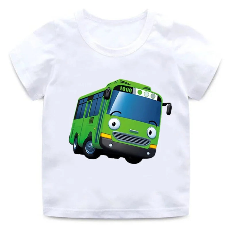 Tayo the Little Bus Cartoon Kids Print Funny Summer Tops Men Women Adults Children Boy Gril Kids Parent Child Cotton T shirt