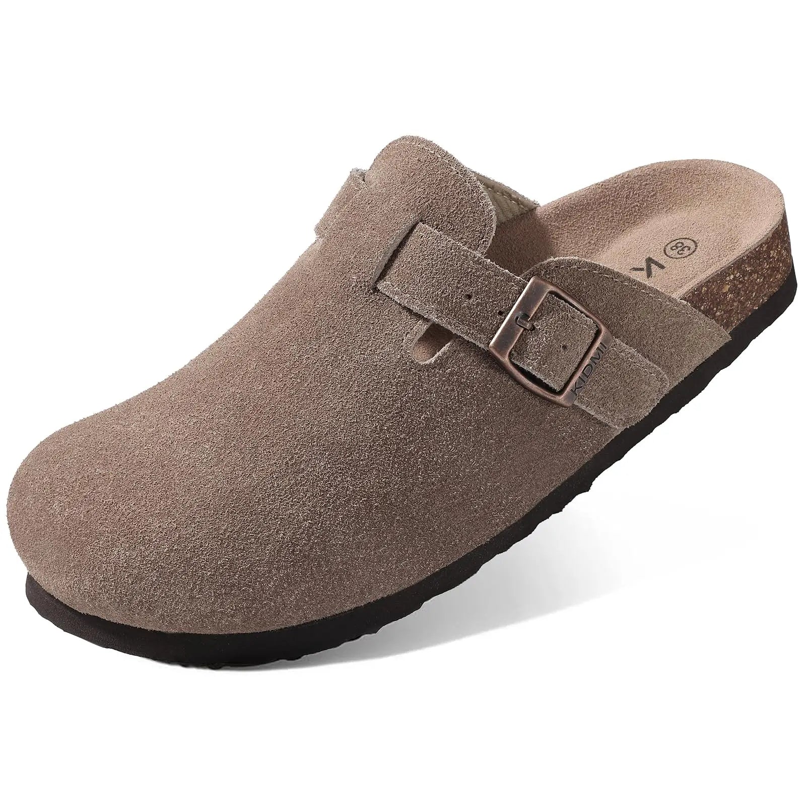 Litfun Classic Cork Clogs For Women Men Genuine Summer Clogs with Arch Support Cork Leather Home Mules Shoes Thick Beach Sandals