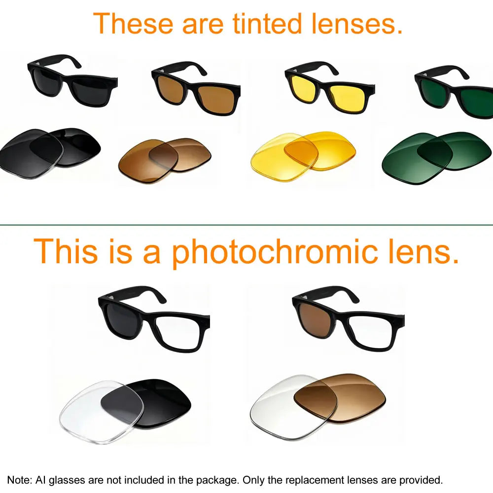 Photochromic &Polarized Replacement Sunglasses Lenses for Ray-Ban Meta Wayfarer RW4006 RW4008 4012 Gen1/2 AR Glasses Accessories