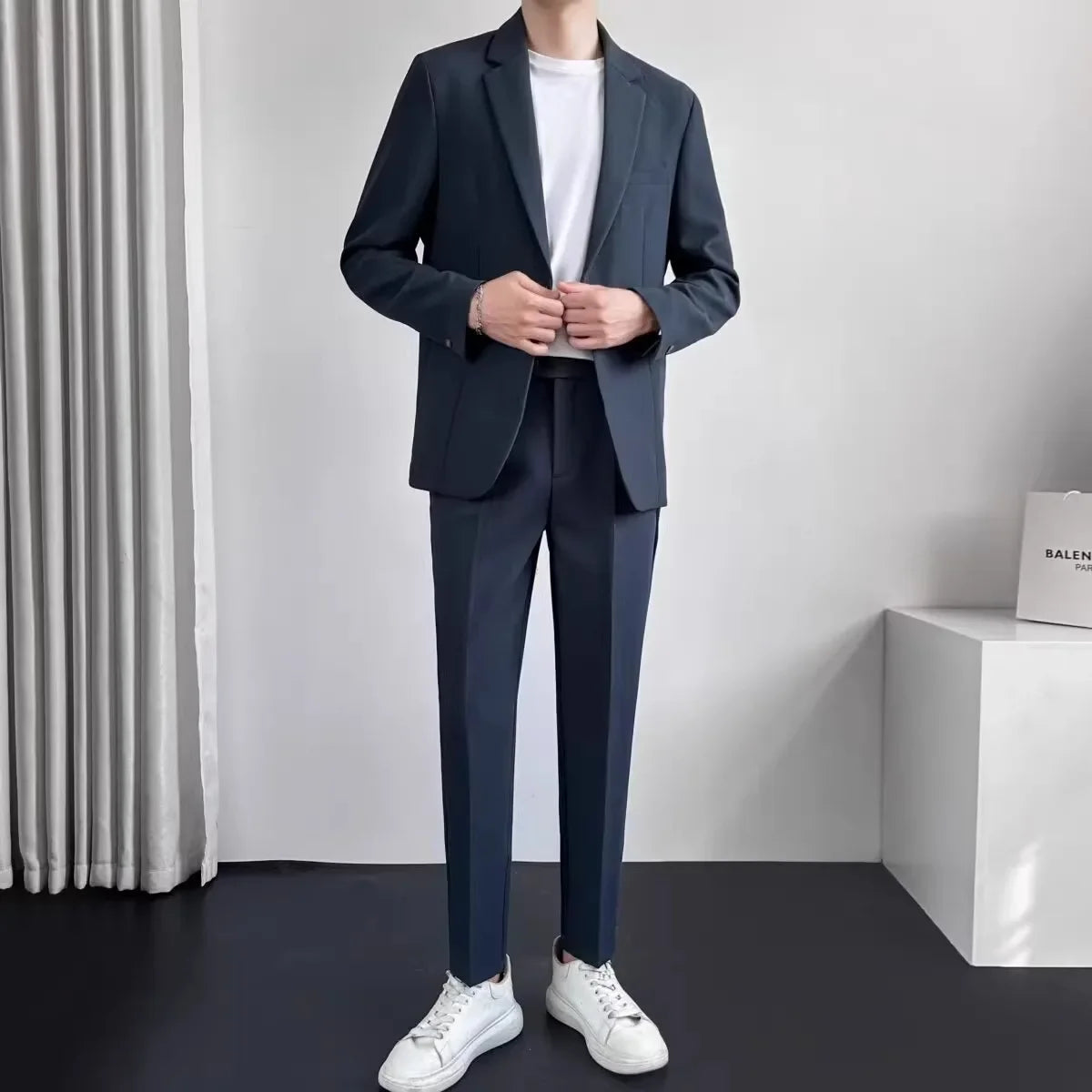 Loose Handsome Summer Suit Jacket Slimming Business Professional Formal Trendy Fashion Set for Men Casual Chic Outfit