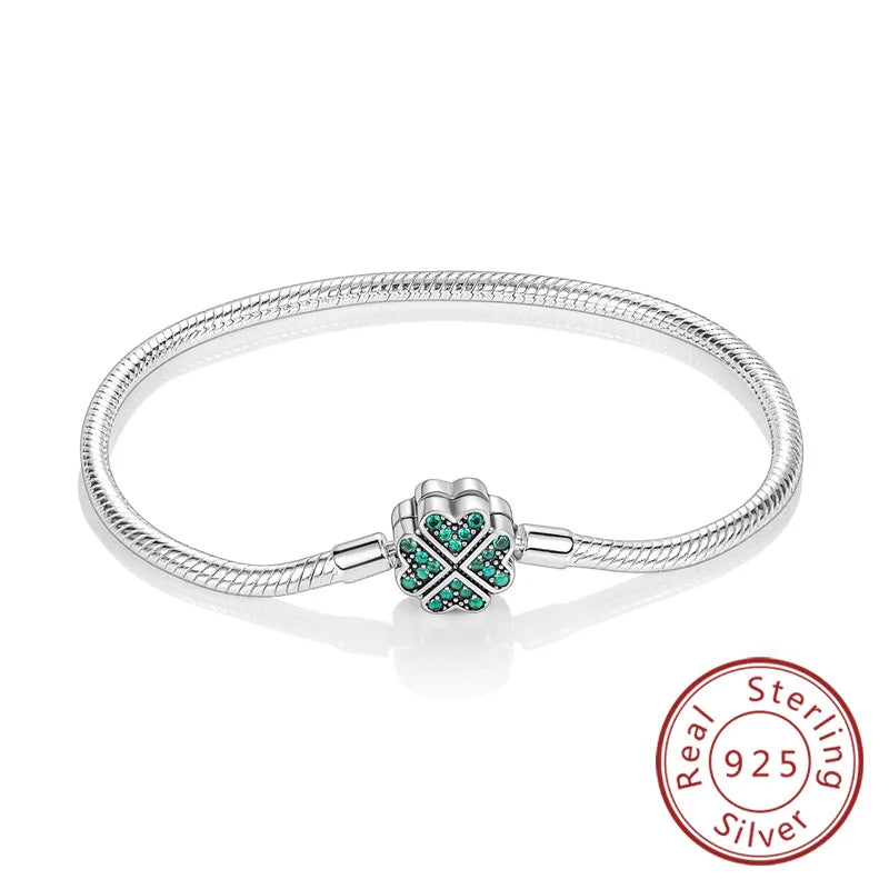 Bracelet 17-20CM Love Heart Original 925 Sterling Silver Charm Bracelet Pave Zirconia Bracelet for Women DIY Charm Jewelry Gifts