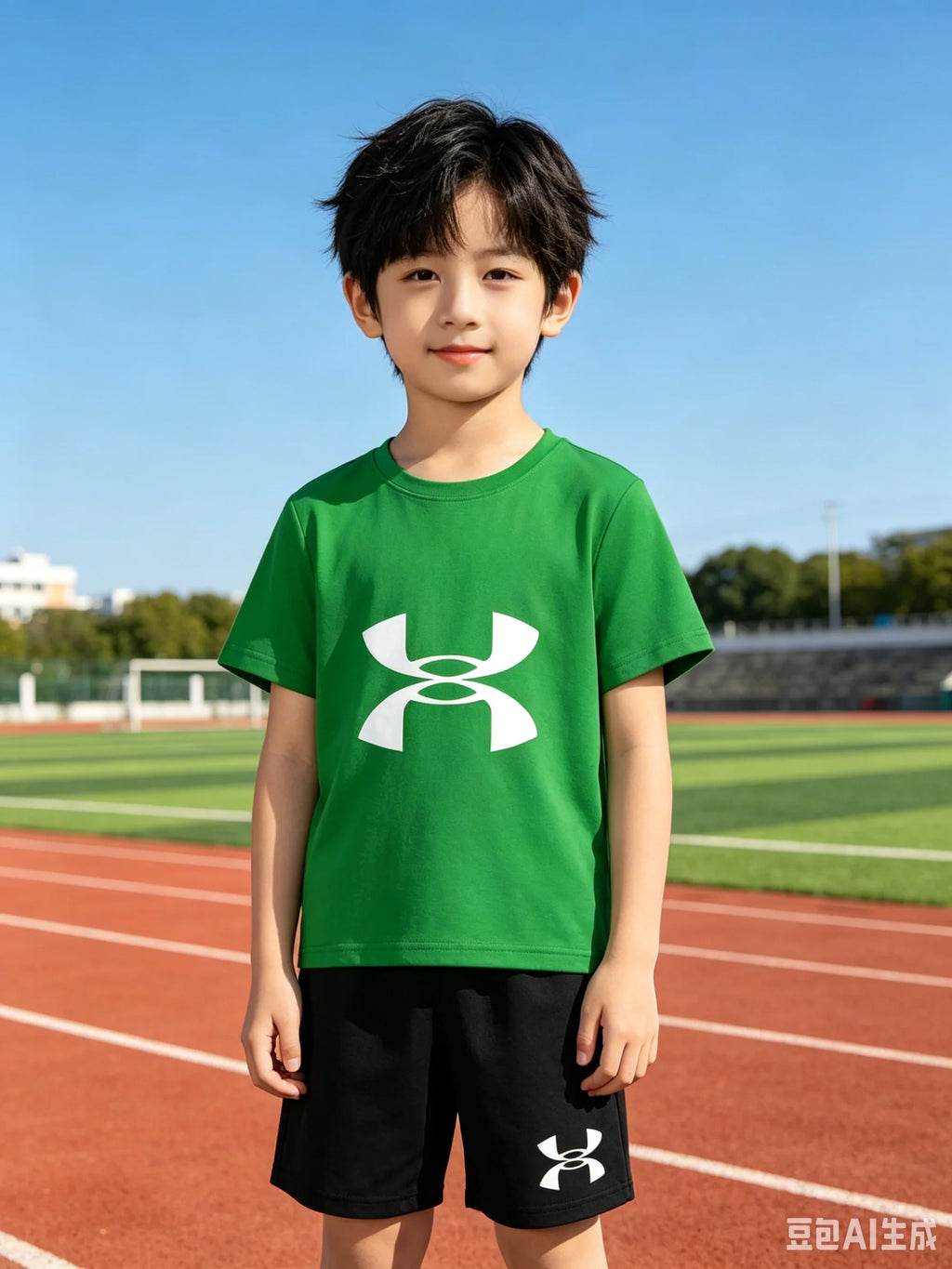 Short-Sleeved T-Shirt And Shorts with Printed Logo - Stylish SportswearChildren's 2-Piece Sportswear Set -  Ensemble for Kids