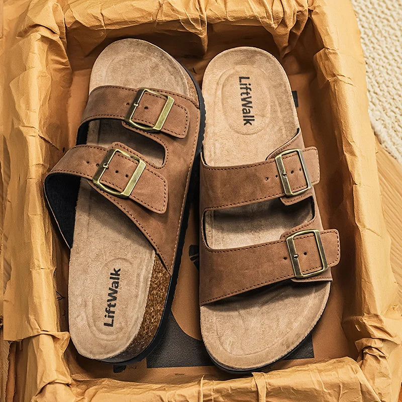 Men Clogs Fashion Shoes Outdoor Classic Cork Slide with Arch Support Beach Sandals Cork Suede Mules Slippers for Women Big Size