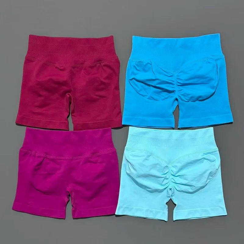 Women Gym Shorts High Waisted Yoga Shorts Fashionable and Sexy Running Fitness Pants Solid Color Yoga Leggings Training Shorts