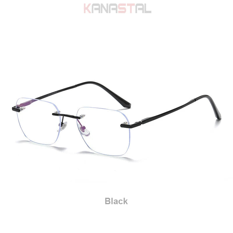 Men Pure Titanium Rimless Eyeglasses Frame Women Blue Light Blocking Lens Frameless Glasses Prescription Myopia Reading Eyewear