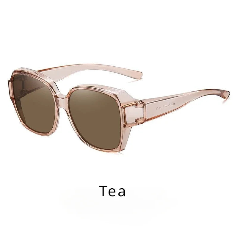 Men Women Vintage Anti-UV Sunglasses Unisex Wear Over Myopia Prescription Eyewear Outdoor Travel Fit Over Sun Glasses for Sports